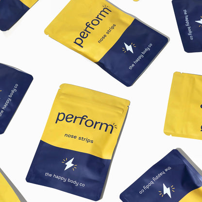 Pouches of Perform nose strips by The Happy Body Co